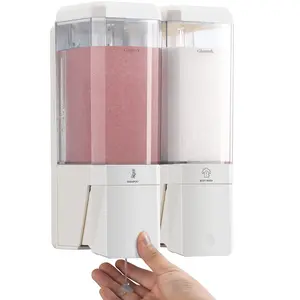 Glumzrk 3-Chamber 1500ML Wall-Mounted Shampoo & Conditioner Dispenser - No-Drill, Hand Transparent Bottles, Ideal for Bathroom, Hotel, & Shower