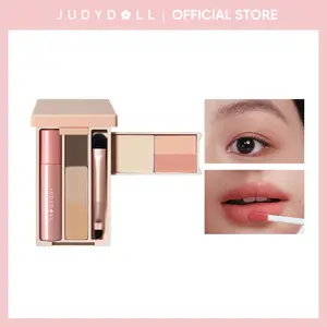JUDYDOLL Mini Makeup Palette, 7-in-1 Multifunctional Compact (Lipstick, Eyeshadow, Contour, Highlighter, Blush, Brow Powder, Concealer), Portable & Travel-Friendly, Buildable Natural Finish, All-in-One Touch-Up Stick, Valentines Day Gift, New Year