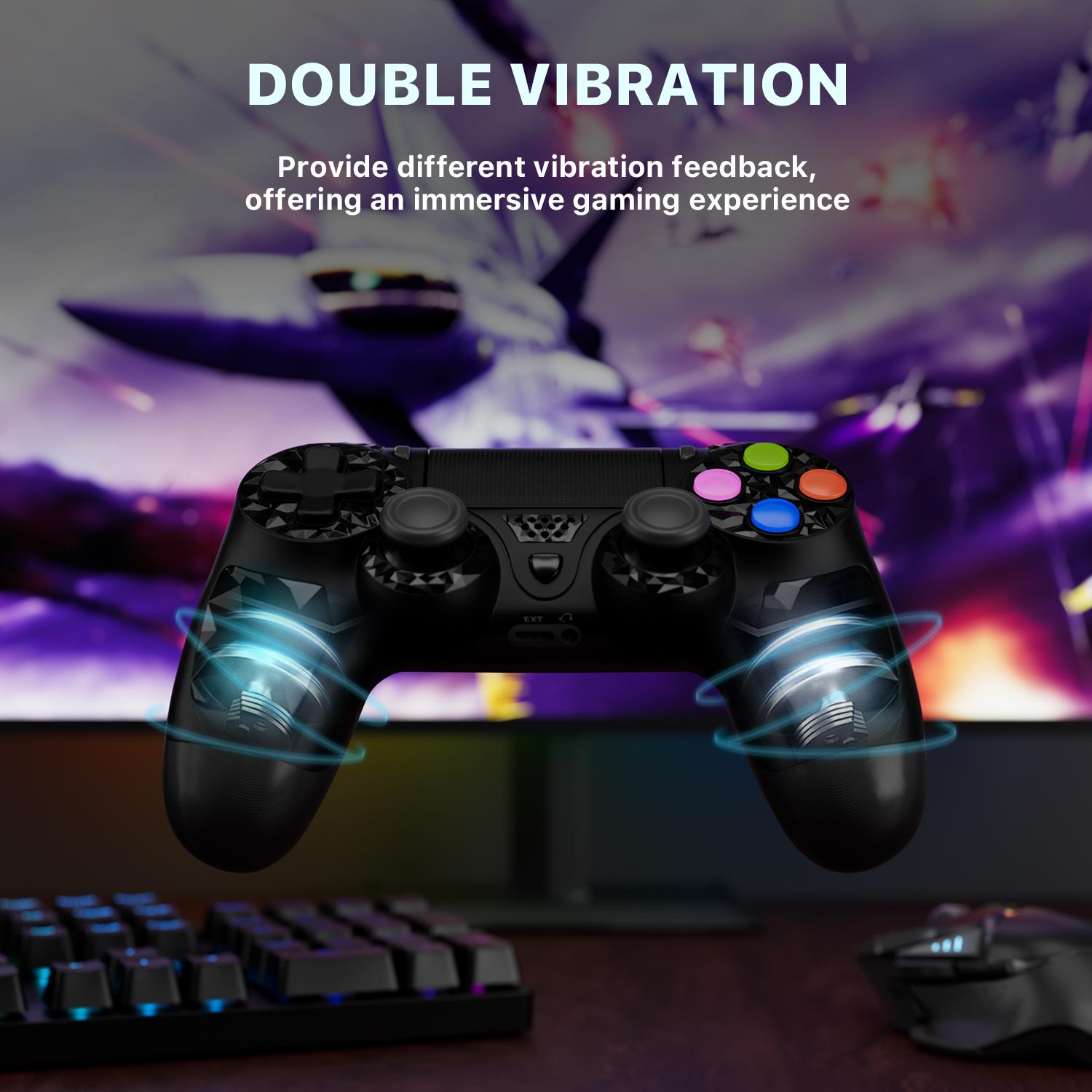 2 Pack ISHAKO Wireless Game Controller for PS4/PS3/PC/iOS/Android, With Double Vibration, Six Axis gyro, Touchpad, Built in speaker, Gamepad For PS4, PS413 Set 2 Pack ISHAKO Wireless Game Controller for PS4/PS3/PC/iOS/Android, With Double Vibration, Six Axis gyro, Touchpad, Built in speaker, Gamepad For PS4, PS413 Set