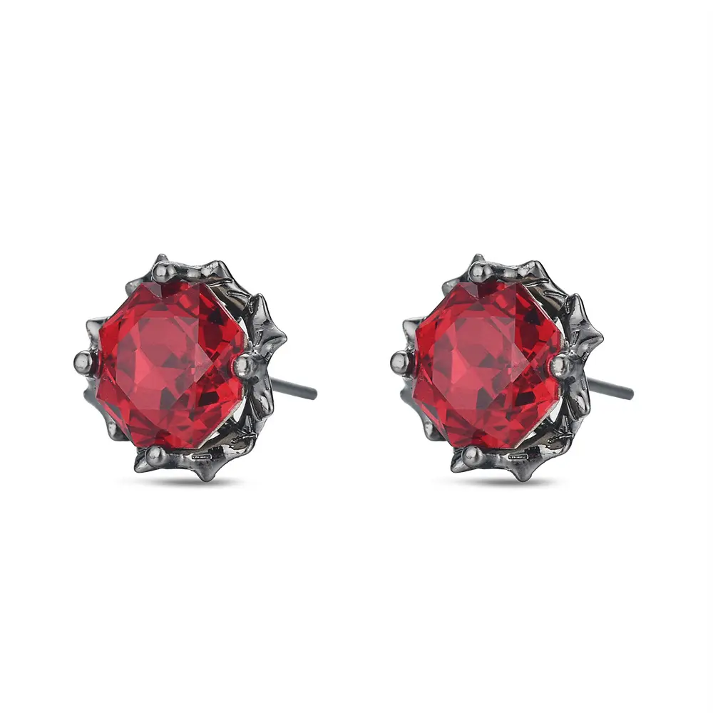 S925 Sterling Silver Thorn Rose Stud Earrings, Modern Geometric Ear Jewelry with Sparkling Rose Cut CZ, Secure Screw Back for Men & Women, Artificial Zirconia Earrings, Sparkling Ear Jewelry
