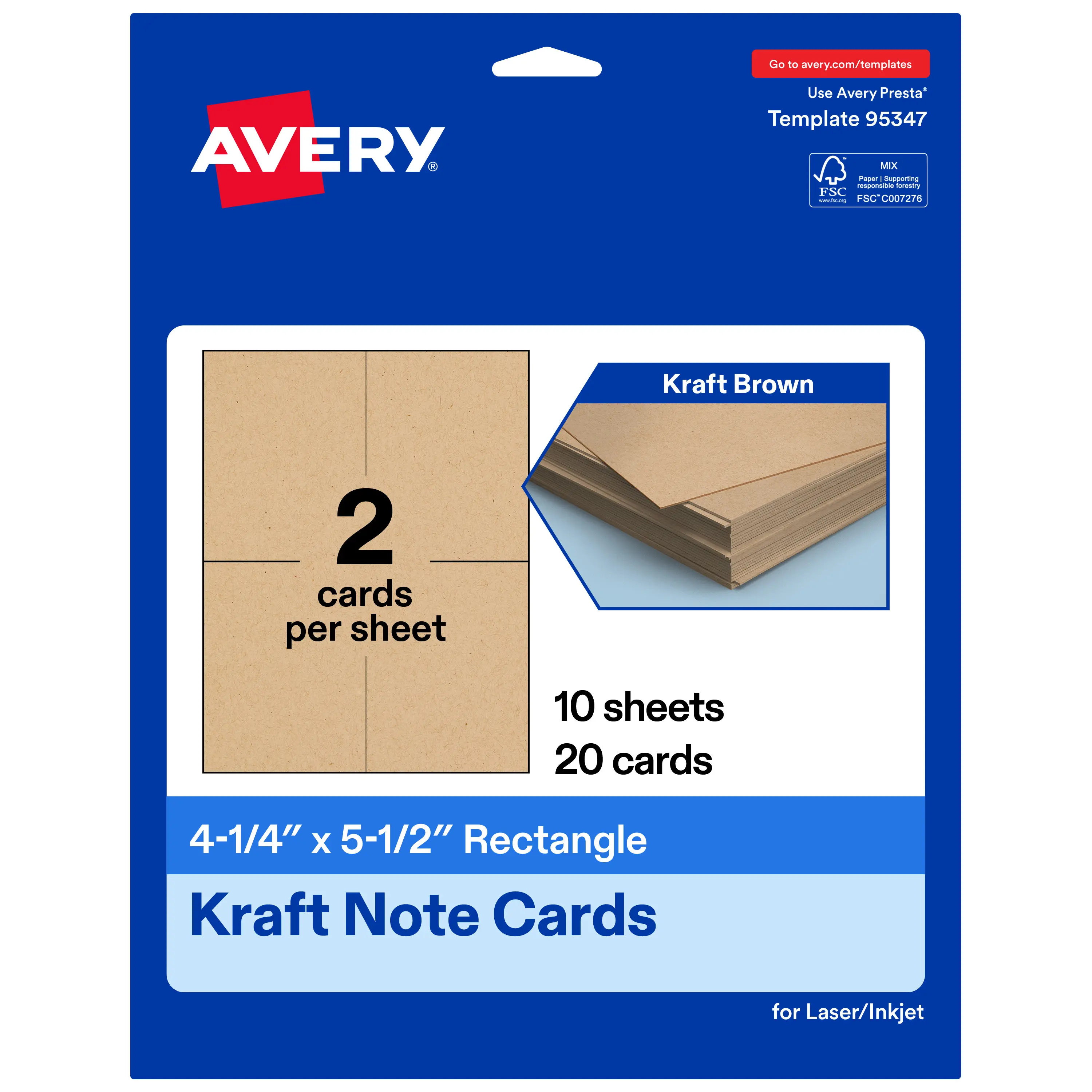 Avery Kraft Brown Note Cards, 4-1/4" x 5-1/2" Rectangle