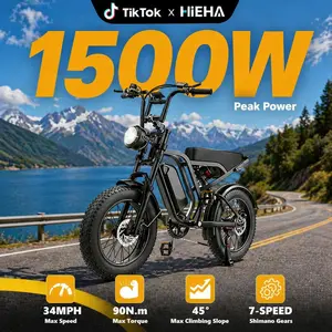 【Hieha】2026｜1500W Electric Bike for Adults ,lFullSuspensionTop Speed 30+MPHRange 40-70 Miles | 48V 15AhRemovableBatterylLED Headlights 20-InchAll-Terrain Fat Tires lUL2849Certified ebike|Mother's Day gift