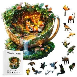 This Whimsical Fox Teacup Wooden Puzzle is fairy-tale magic! Glowing lights, cozy fox family, cascading waterfall—perfect for nature lovers, fantasy fans, or dreamy puzzle nights Toddler Alphabet