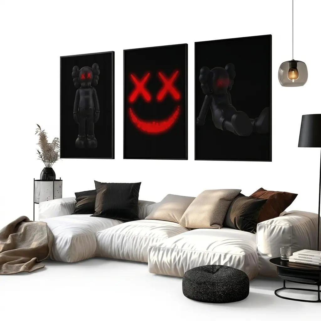 KAWS Wall Art Set of 3 Trendy Urban Room Decor prints poster #48 Art Wall Decoration Aesthetic Design