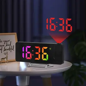 Multifunctional Projection Clock, Simple Style, Date Temperature Display, Rotatable Projection, Adjustable Brightness, 12/24 Hour Mode, Led Alarm Clock, Digital Clock Decor