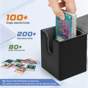 Trading Card Storage Box for 1800+, Leather Storage Box with Strong Closure, Card Box with 10 Dividers and 3 Foam Stoppers, Commander Deck Box Fit YuGiOh, MTG and Sport Cards,