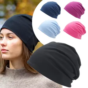 5 Pieces Satin Lined Sleep Cap Slouchy Beanie Hat Night Hair Cap for Women