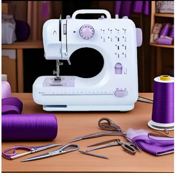 Household sewing machine - Electric built-in 12-thread type With edge-punching function, button sewing and spool, voltage 100V - 220V, American plug, light purple color, suitable for home, school and daily sewing, Mother's Day gift