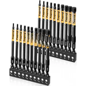 4-Inch Long Hex Bit Set 20 count (Metric & SAE), Impact Allen Wrench/Key Drill Bit Set,  S2 Steel Allen Bits, 1/4" Hex-Shank,  CNC  for High-Torque