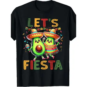 Men's Oversized Vintage Print Casual Round Neck T-Shirt, Menswear for Cinco De Mayo Mexican Fiesta