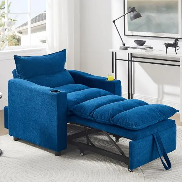 [Bellemave]Sleeper Sofa Chair Bed, Convertible Sofa Chair 3-in-1, Adjustable Sleeper Chair Pullout Sofa Bed with Modern Velvet Fabric for Living Room Apartment Small Space