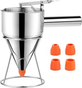 20oz Pancake Batter Dispenser, Multi-Caliber Stainless Steel Funnel Cake Dispenser with Stand  for Pancakes, Cupcakes or Any Baked Goods