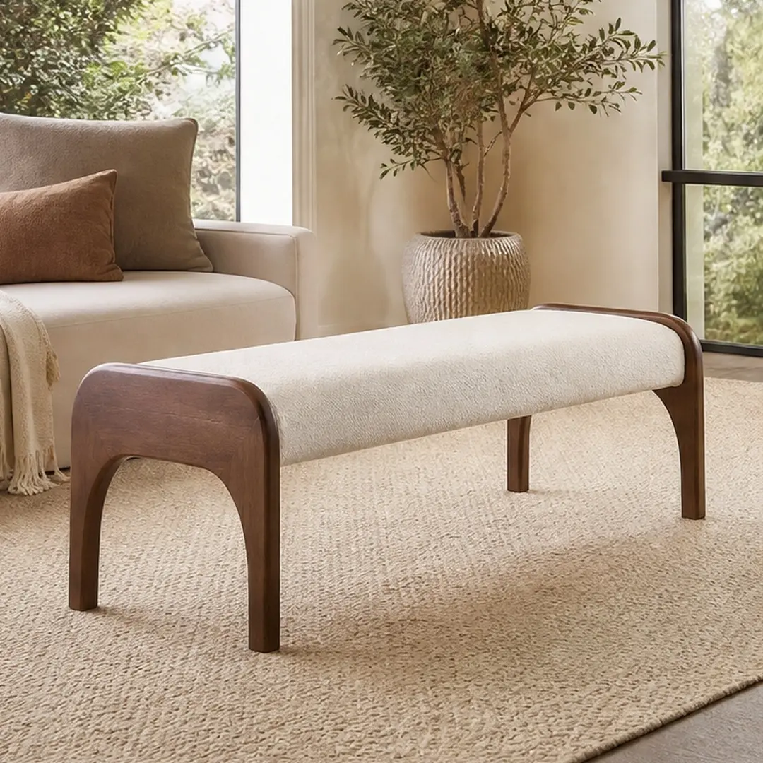 50.25 Inch Upholstered Long Bench Modern Dining Bench with Soft Chenille Fabric Rubber Wood Legs for Kitchen Table Bedroom Entryway Hallway Seat Beige, Beige Color Options, Rubber Wood Material, Modern Style, Product Dimensions: 20.00 W x