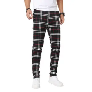JUNBAOSS Men's Slim Fit Stretch Dress Pants Plaid Skinny Pants for Men, Straight Leg Fashion Comfort Flex Waist Pants, Men's Casual Business Golf Dress Chinos Pants
