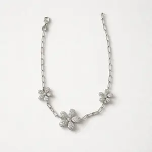 925 Silver Flower Bracelet 6.5-7 inch Length