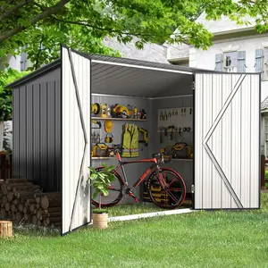 AECOJOY Outdoor Metal Storage Shed, 7x3  Lean to Sheds & Outdoor Metal Storage Shed Wind Resistance Weatherproof Resilient Sturdy Installation