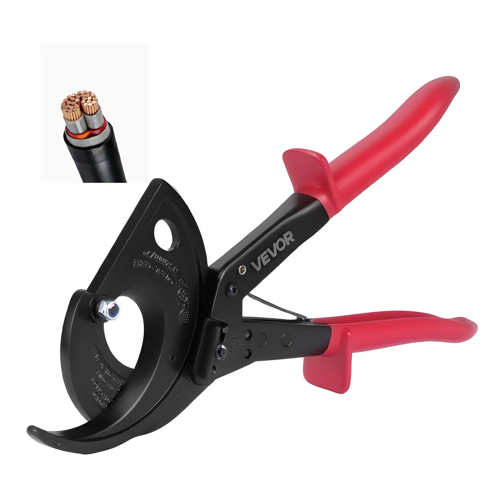 【Summerfinds】VEVOR Ratcheting Cable Cutter,Spring Steel Blades with Insulated HandlesQuick-Release ButtonHeavy Duty Ratchet Cable Wire Cutter for Cutting Copper & Aluminum Cables Up to 800 MCM / 400 mm²