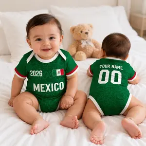 Custom Mexico2026 World Soccer BabySuit, Personalized Name Number Jersey, GIFT FOR BIRTHDAY
