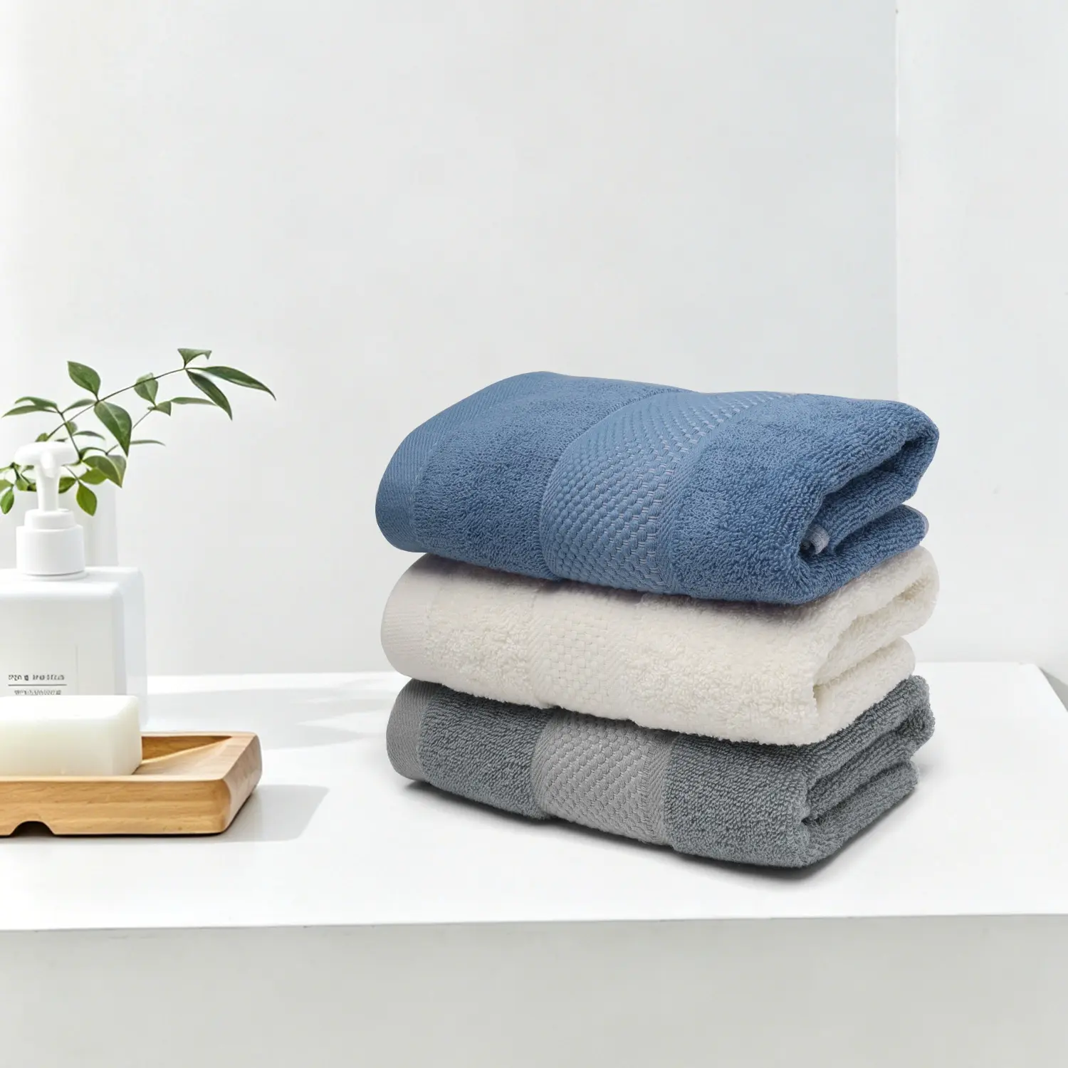 3PCS Woven Striped Towels,Fast Water Absorption Speed,Soft Skin-Friendly Fabric,Thick Weight Material,Hardness Resistant After Repeated Washing,for Household Washing Use and Gym Sweat Wiping Scenes
