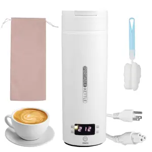 2025 NEW Travel Electric Kettle 500ml Leakproof Water Boiler Cup Fast Boiling Electric Heating Cup 4 Preset Temperature Portable Water Kettle with Cup Bag Keep Warm Function Auto Shut-Off for Travel Home