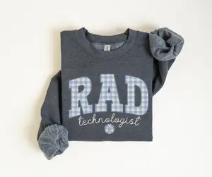 RAD Tech T-Shirt or Sweatshirt Xray Tech Gingham Work shirt Unisex Cotton tee shirt for X-ray Technologist & MRI Ct Tech T-Shirt hoodie Fabric