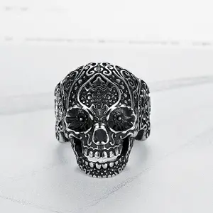 1 Pcs Stainless Steel Ring - European-American Light Luxury, Domineering Skull, Retro Punk Style, Dark Aesthetic, Versatile Fashion Costume Jewelry, Dark Aesthetic Rings, Punk Style Ring