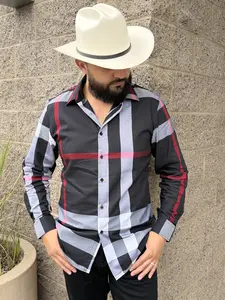 GDL Italy Design Camisa Fina IG02 BLACK Stretch Long Formal Aesthetic Fitted Fit Menswear Top for Man