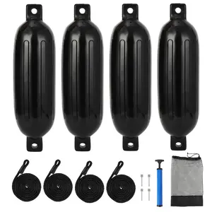 Garvee 4 Pack Boat Fenders,16"/20"/23"/27" Inflatable Boat Bumpers for Docking,Dock Bumpers with 4 Ropes,1 Air Pump & 1 Storage Bag,Ideal for 10-35ft Boats,Fishing Boats & Yachts (5.5x20 inch)