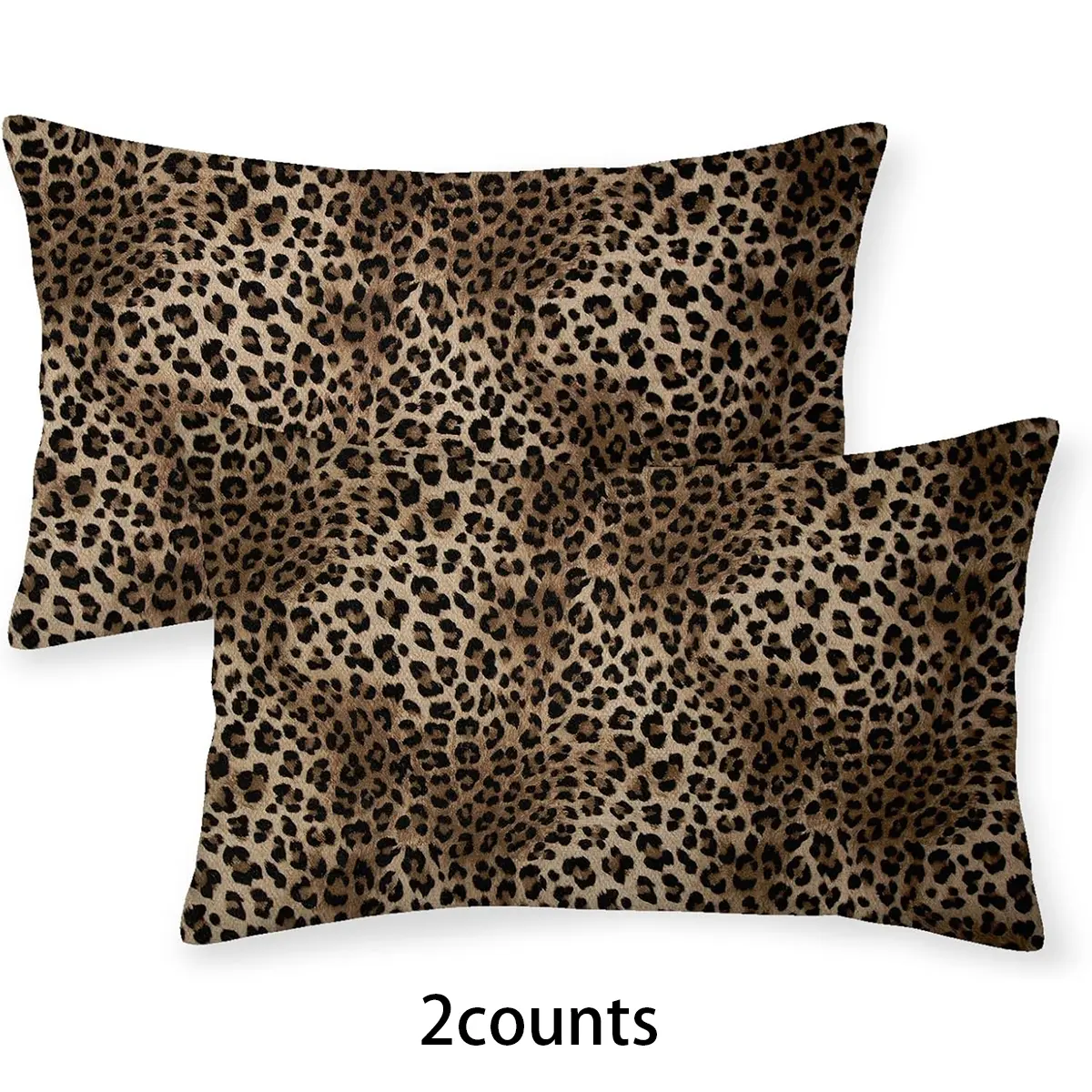 Leopard Print Pillowcases Set of Two, 12x20 Inch Generous Size Cheetah Pattern, Animal Skin Design, Wild Atmosphere, Decorative Throw Pillows for Home & Outdoor Use, Animal Skin Aesthetic, Polyester Bedding