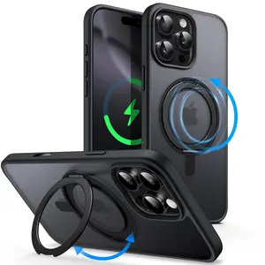 JETech 360 Degree Rotatable Ring Case for iPhone 16 Series with Camera Control Button, Compatible with MagSafe, Slim Shockproof Phone Cover with Stand & Ring Holder