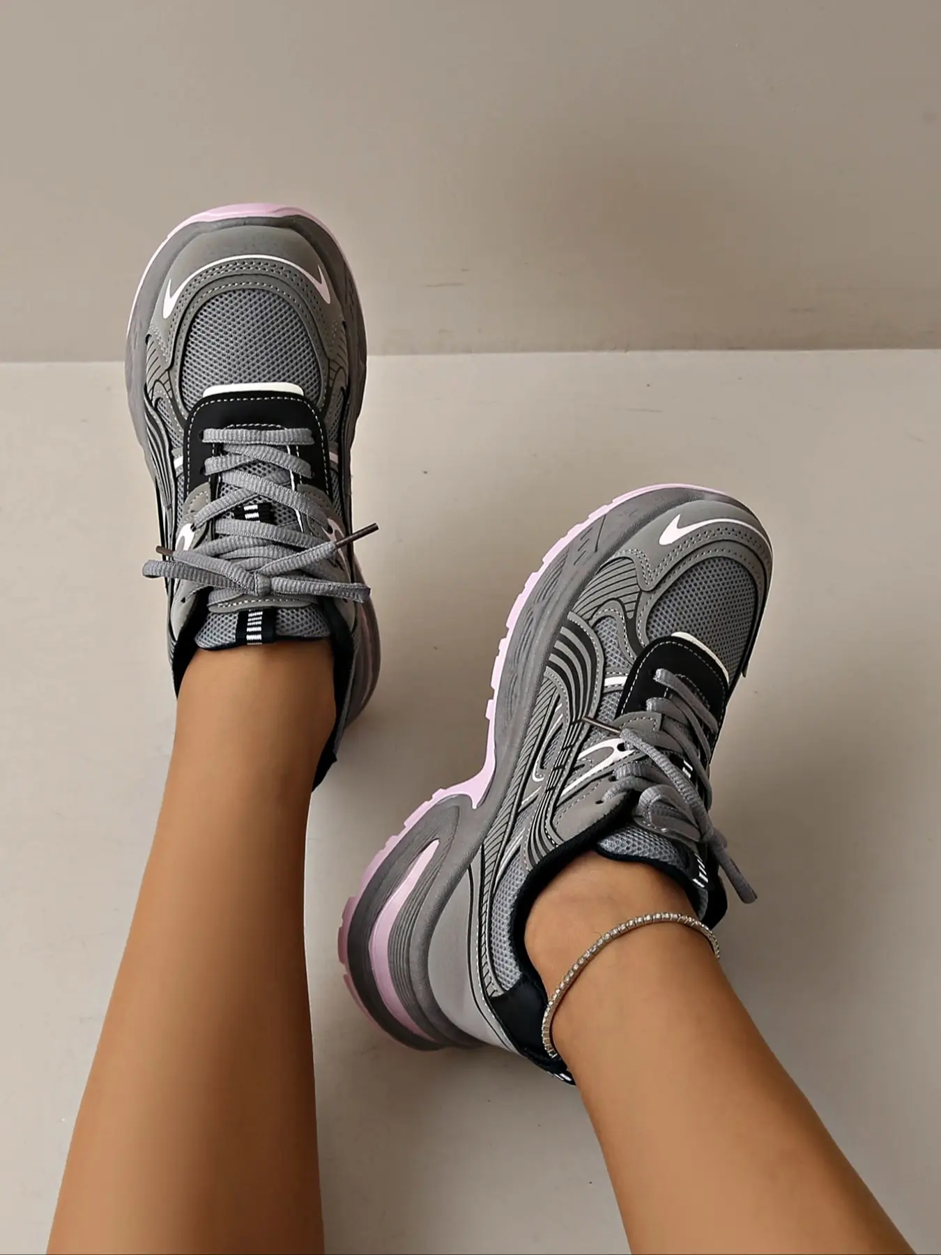 Women's Casual Breathable Mesh Sneakers, Thick Sole Height Increasing Dad Shoes, New Fashion Comfortable Outdoor Walking Shoes, Sportive Patchwork Sneakers, Sports Sneakers, Patchwork Design Sneakers