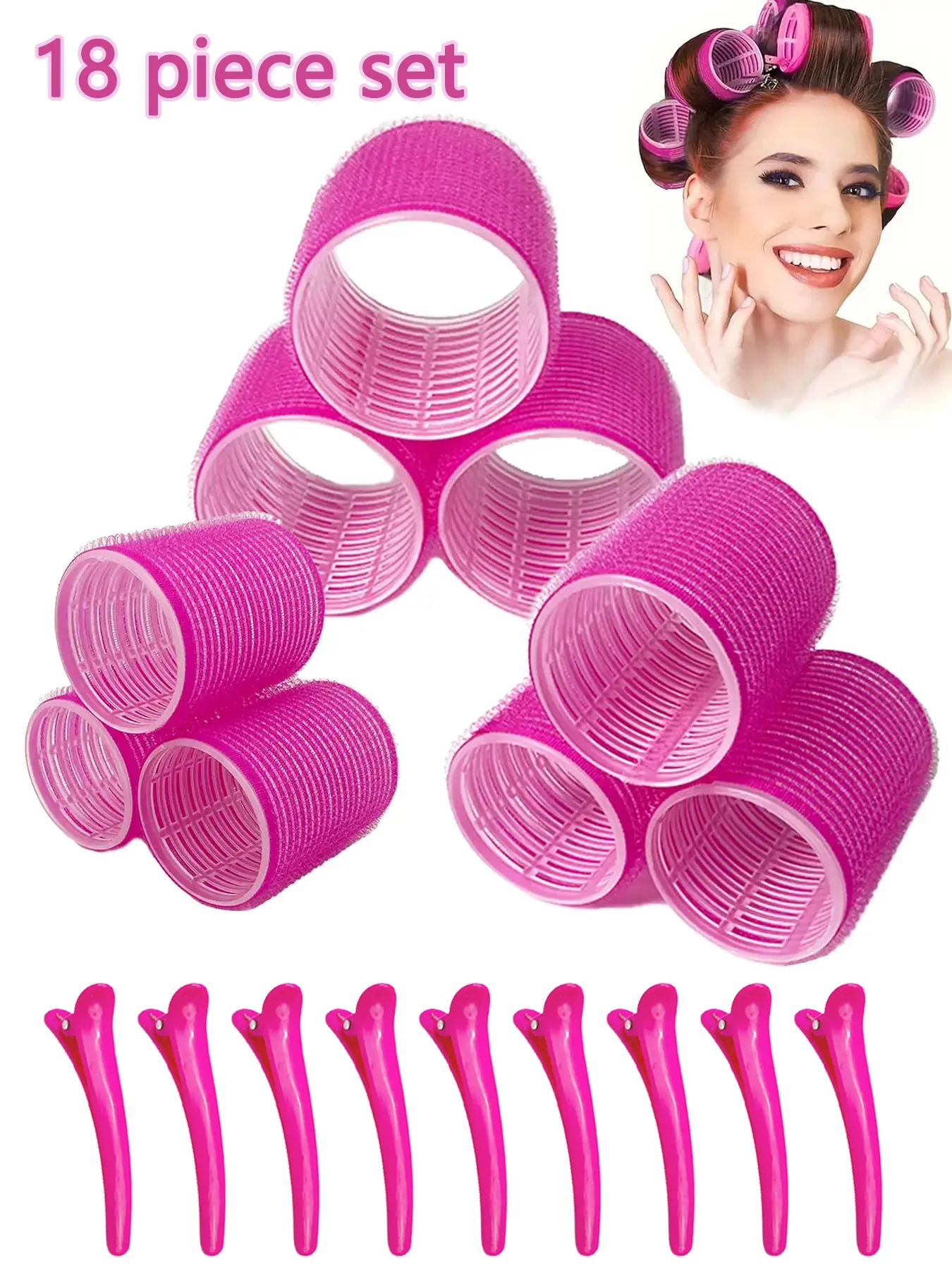 18pcs Set women's manual curling iron with clip, Curler rollers, Diy curling iron does not damage hair, suitable for long/medium/short hair, multi size curling iron 2.36/1.92/1.53 inches, New Year's, Valentine's Day couple gift