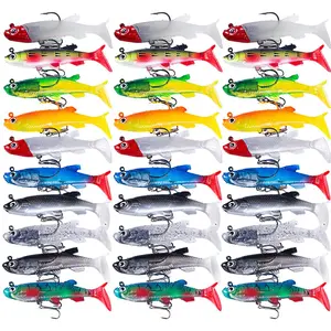 30pcs Soft Lead Head Jigs Soft Fishing Lures Swimbaits with Hooks Sinking Baits for Saltwater