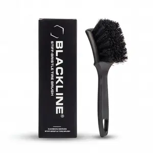 BLACKLINE Stiff Bristle Tire & Upholstery Brush – Heavy-Duty Detail Brush for Tires, Carpets, Floor Mats, and Upholstery Car Detailing Accessories