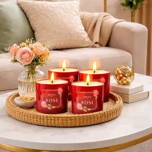 Scented Candles Gift Sets for Women, 4 Pack Natural Soy Candles for Home Scented, Rose Aromatherapy Jar Candle, Gift for Christmas, Mother's Day, Birthday, Valentine's, Anniversary
