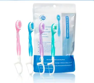Max Fresh 5-in-1 Multi-Functional Toothbrush Set with Toothpaste Toothpick Floss Tongue Scraper Compact Oral Care for Travel Oral Hygiene Essentials