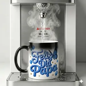 "Feliz Dia Papa" Color Changing 11oz Mug |   Regalo Para Papá Secret Heat Reveal Magic Coffee Cup, Best Spanish Father's Day Gift for Dad Father in Law from Daughter Son, 11oz Heat Sensitive Ceramic Drinkware