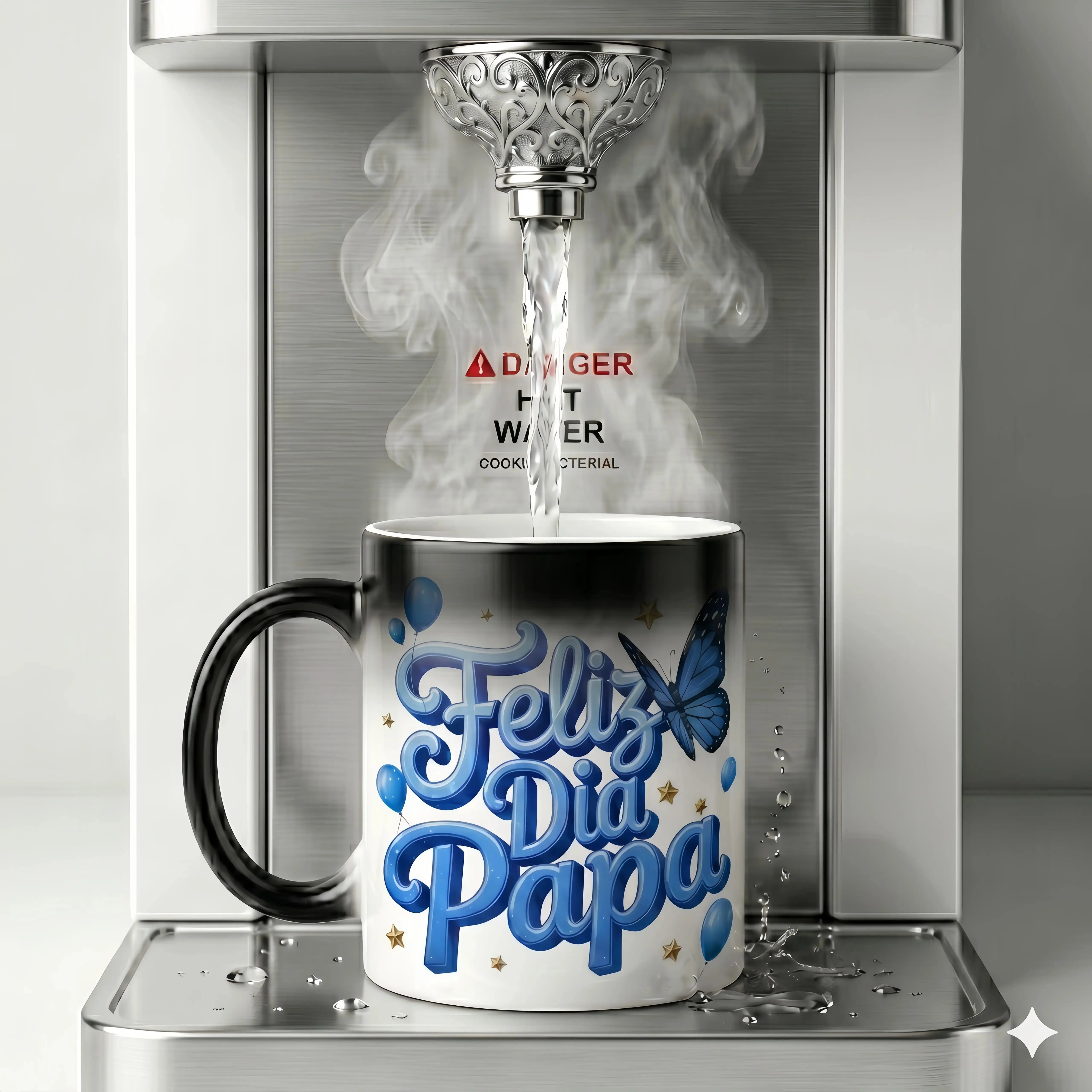 11oz Heat-Sensitive Color-Changing Ceramic Beverage Mug - "Feliz Dia Papa" Novelty Coffee Mug, Magic Reveal Hidden Art Cup, Reusable Washable Best Spanish Father's Day Gift for Dad from Kids
