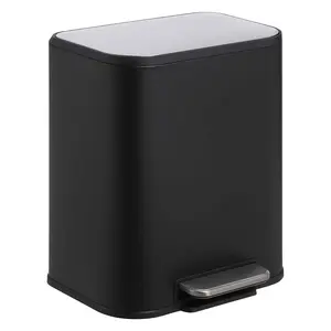 Kitchen Trash Can, Stainless Steel Garbage Can with Lid, Step-On Pedal and Inner Bucket, Rectangular Trash Can for Home Kitchen Office Living Room