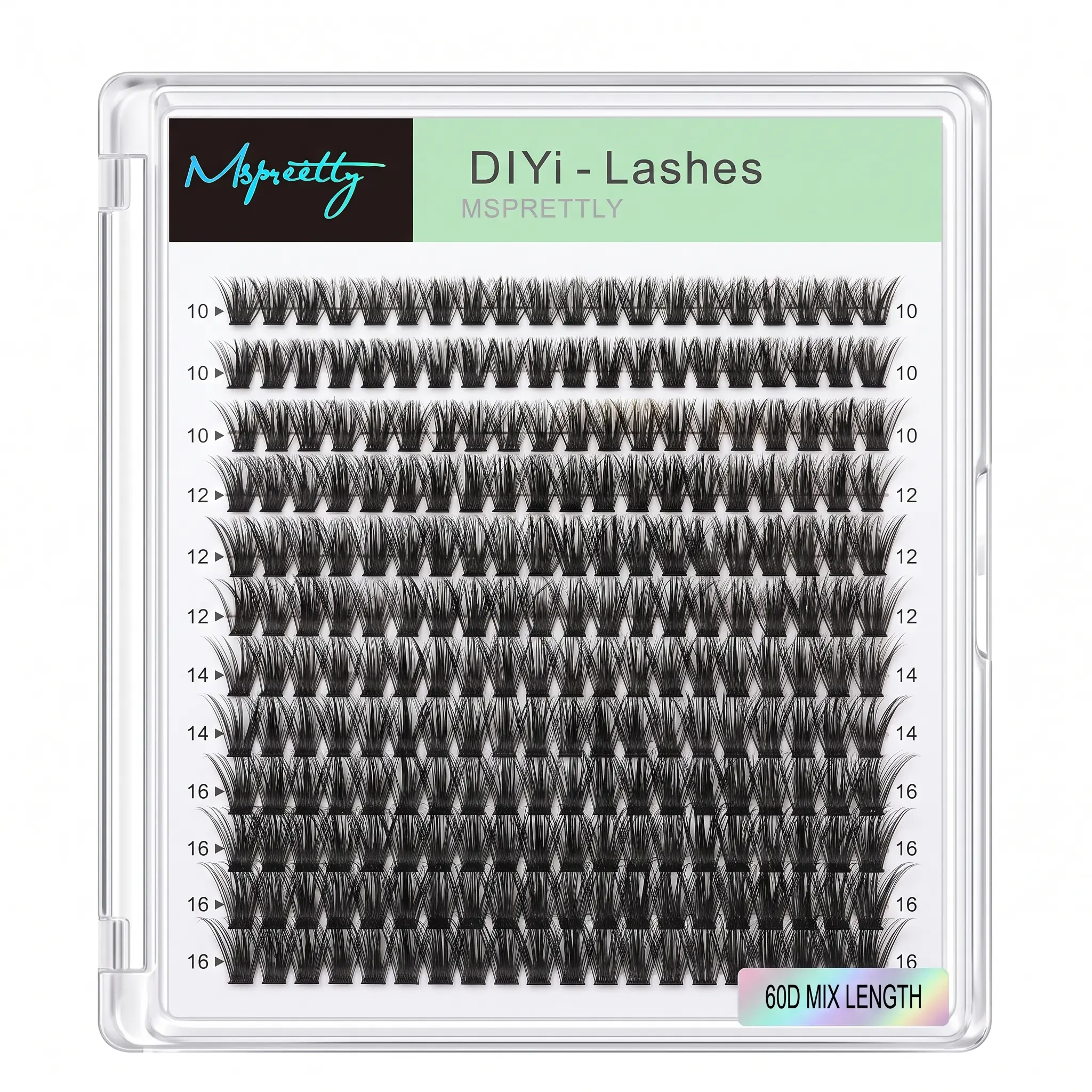 60D fluffy lashes 10mm-16mm D curl lash extension DIY Lashes Mixed Length False Eyelash Set