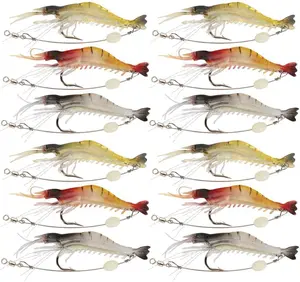 fishing stuff Soft Shrimp Lures  Saltwater Luminous Shrimp Bait Set  Lures with Sharp Hooks for Freshwater Saltwater Trout Bass Salmon, Saltwater Fishing Lures, Realistic Shrimp tiktokshopspringglowup