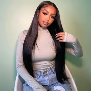 HD Lace Front Human Hair Wigs Straight 13x6 Transparent Lace Frontal Human Hair Wigs Pre Plucked HD Lace Wigs Natural Black Wig