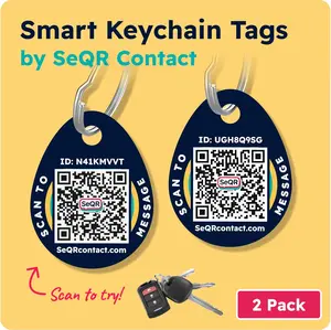 SeQR Smart Keychain Tags - Customizable Contact Tags for Keys & Luggage | Secure & Durable | Customizable with Scan Alerts & Private Messages | Protect Personal Info & Get Items Back