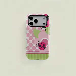 Floral Dot Ladybug Print Phone Case, Durable Two-In-One Protection, Fits iPhone 17 16 15 14 13 12 Pro, Samsung Galaxy S25 S24 S23 S22 Ultra Series.MFLA35