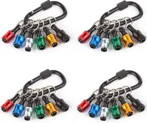 Dazone 4 Sets 1/4 Hex Shank Socket Screwdriver Drill Bit Holder Keychain Aluminum