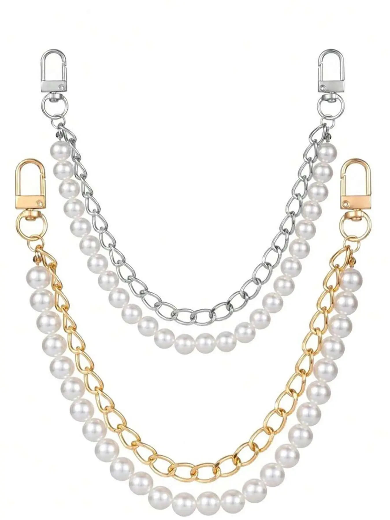 Versatile bag chain, double-layer pearl chain design, replaceable handbag shoulder strap, Crossbody strap, extendable chain, suitable for outdoor shopping, commuting, gatherings, Bag Accessories