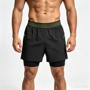Men's Double-Layer Fitness Shorts Quick-Dry Running Sports Shorts