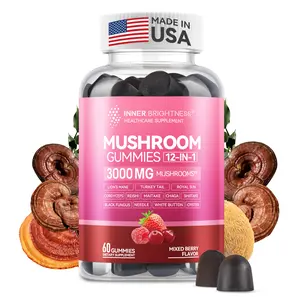 Mushroom Gummies for Adults 12-in-1 – 3000mg Mushroom Complex with Lion’s Mane, Reishi, Cordyceps – Focus Gummies for Brain, Memory & Immune Support – Mixed Berry Flavor, 60ct