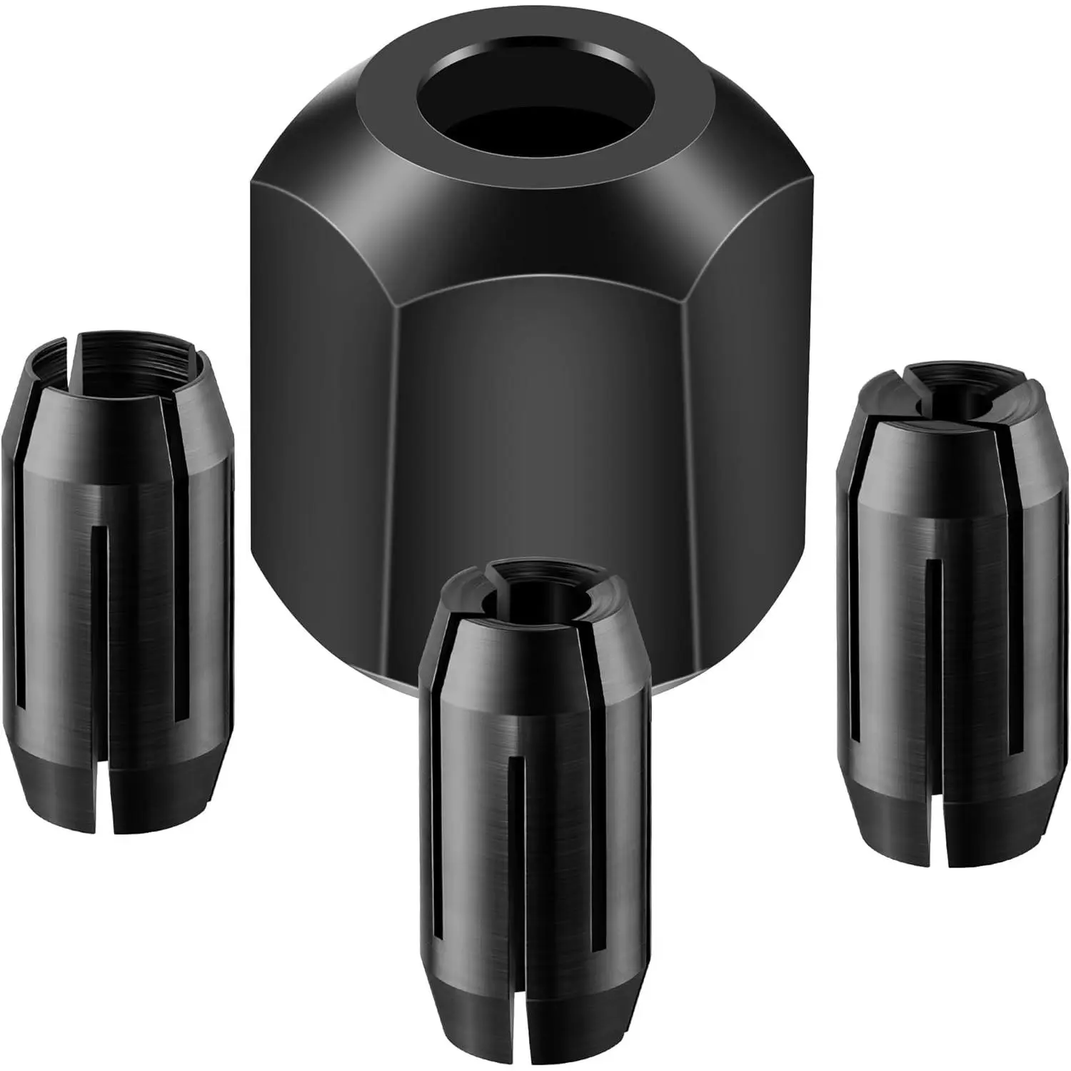 Replacement Chuck and Nut Kit for CN1, Silver, 3 Chucks (1/ 8inch ,5/ 32inch ,1/ 4inch ) and 1 Nut for Spiral Saw Tool and Drywall Cutting Tool (Black)