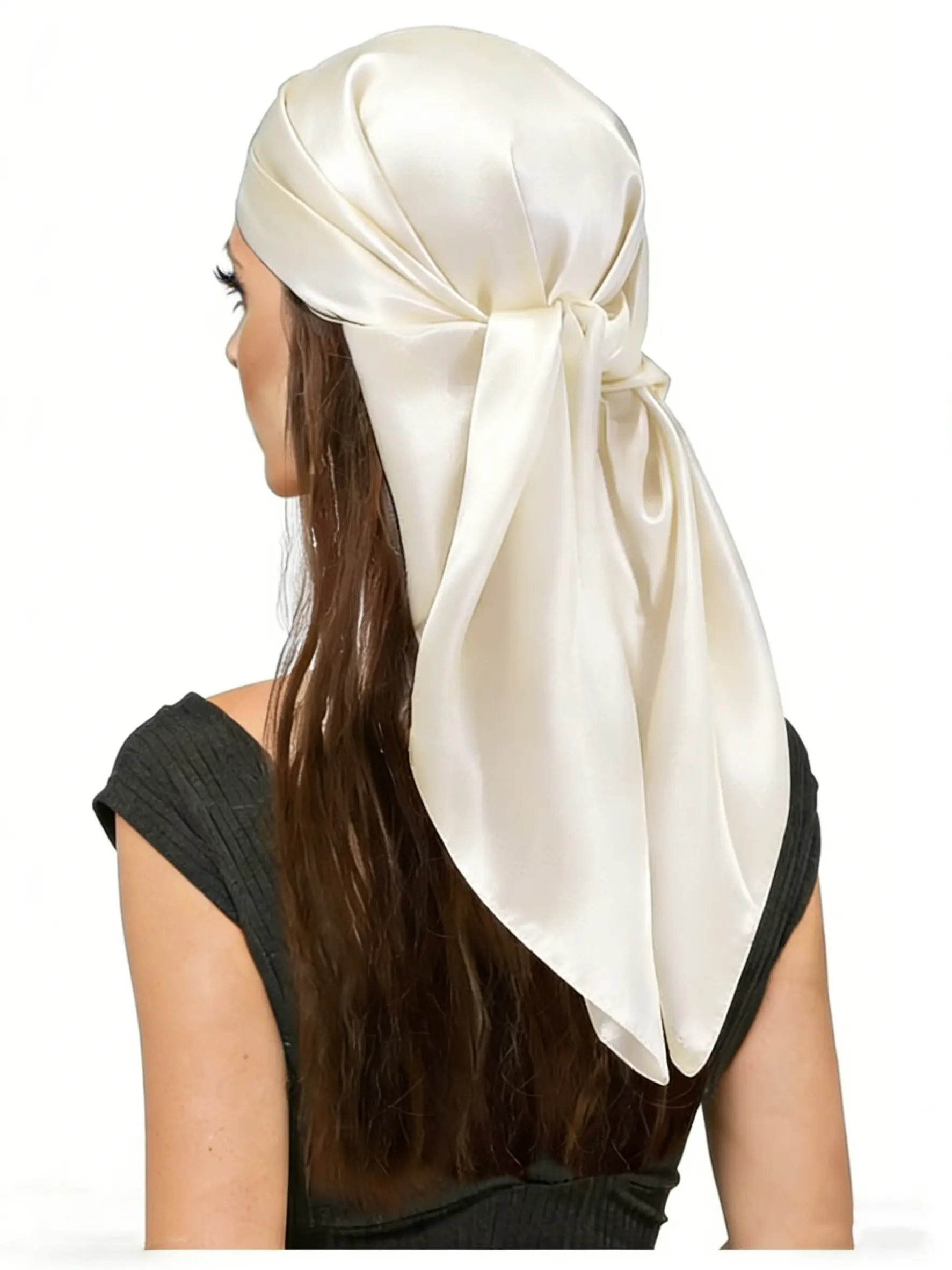 Women's Solid Color Satin Scarf Head Wrap, Headscarf, Fashionable Soft Scarf for Daily Wear, Casual Versatile Scarf for Women & Girls, Casual Soft Shawl
